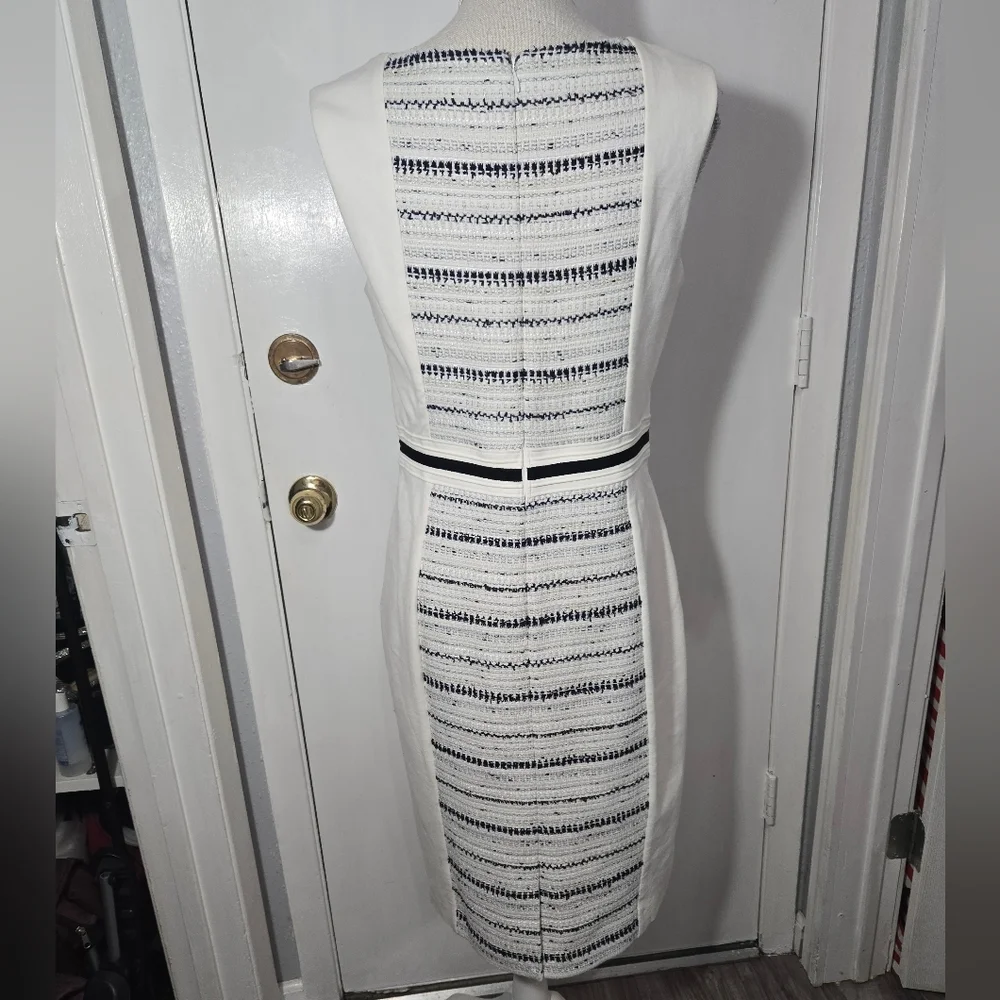 White House Black Market Sheath Ivory White With Tweed Detail NWT Sz 10 - Picture 10 of 12